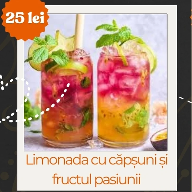 Limonadă cu căpșuni și fructul pasiunii